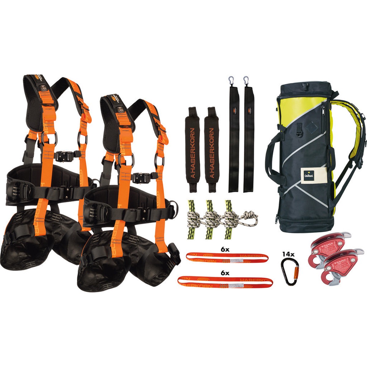 Fall protection set 22 suitable for flight without lifelines