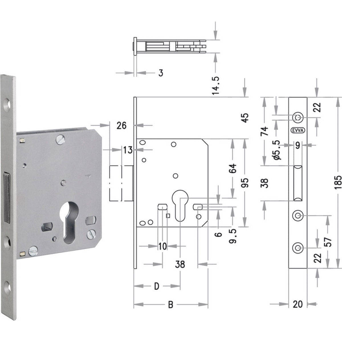 Mortise lock E730
