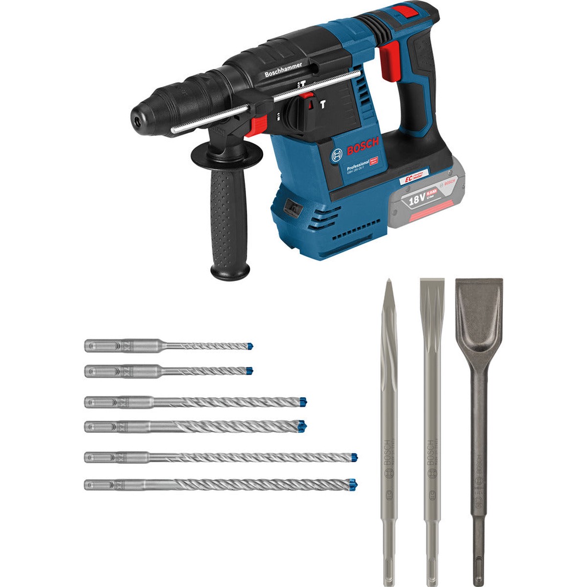 Akku-Bohrhammer GBH18V-26 + EXP Hammerbohrer/Meiel-Set