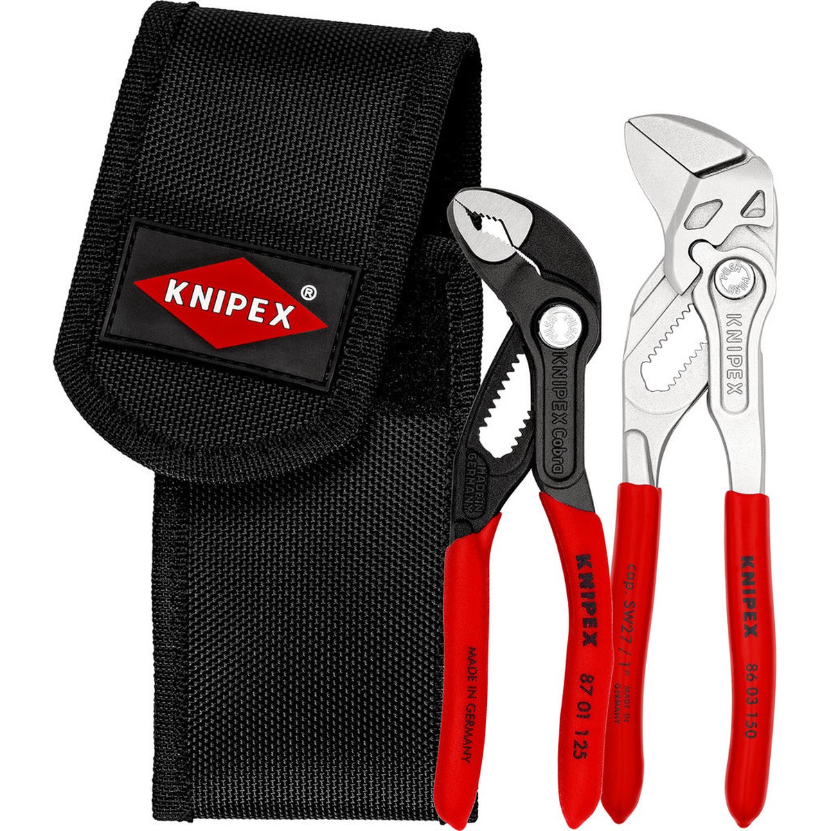 Knipex mini pliers set in tool belt pouch / 2-piece