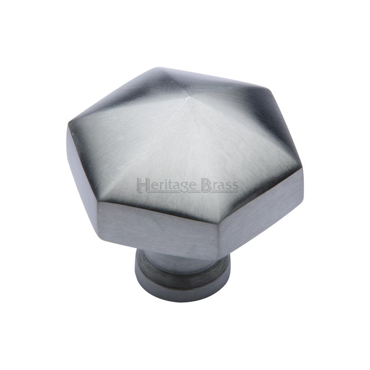 Heritage Brass Cabinet Knob Classic Hexagon Design 32mm Satin Chrome Finish