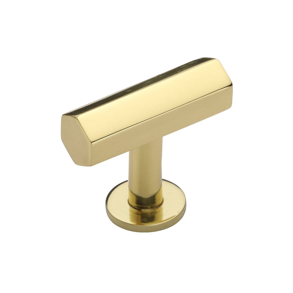 Heritage Brass Cabinet T-Pull Knob Hexagon T-Bar Design with Rose 41mm Polished Brass Finish