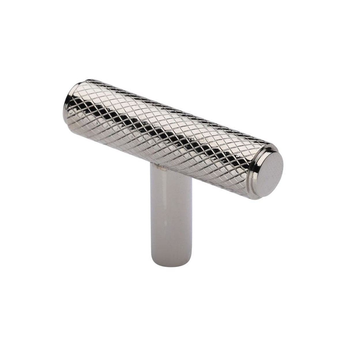Heritage Brass Cabinet T-Pull Knob Knurled T-Bar Design 45mm Polished Nickel Finish
