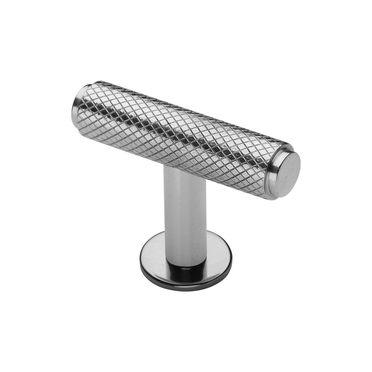 Heritage Brass Cabinet T-Pull Knob Knurled T-Bar Design with Rose 45mm Polished Chrome Finish