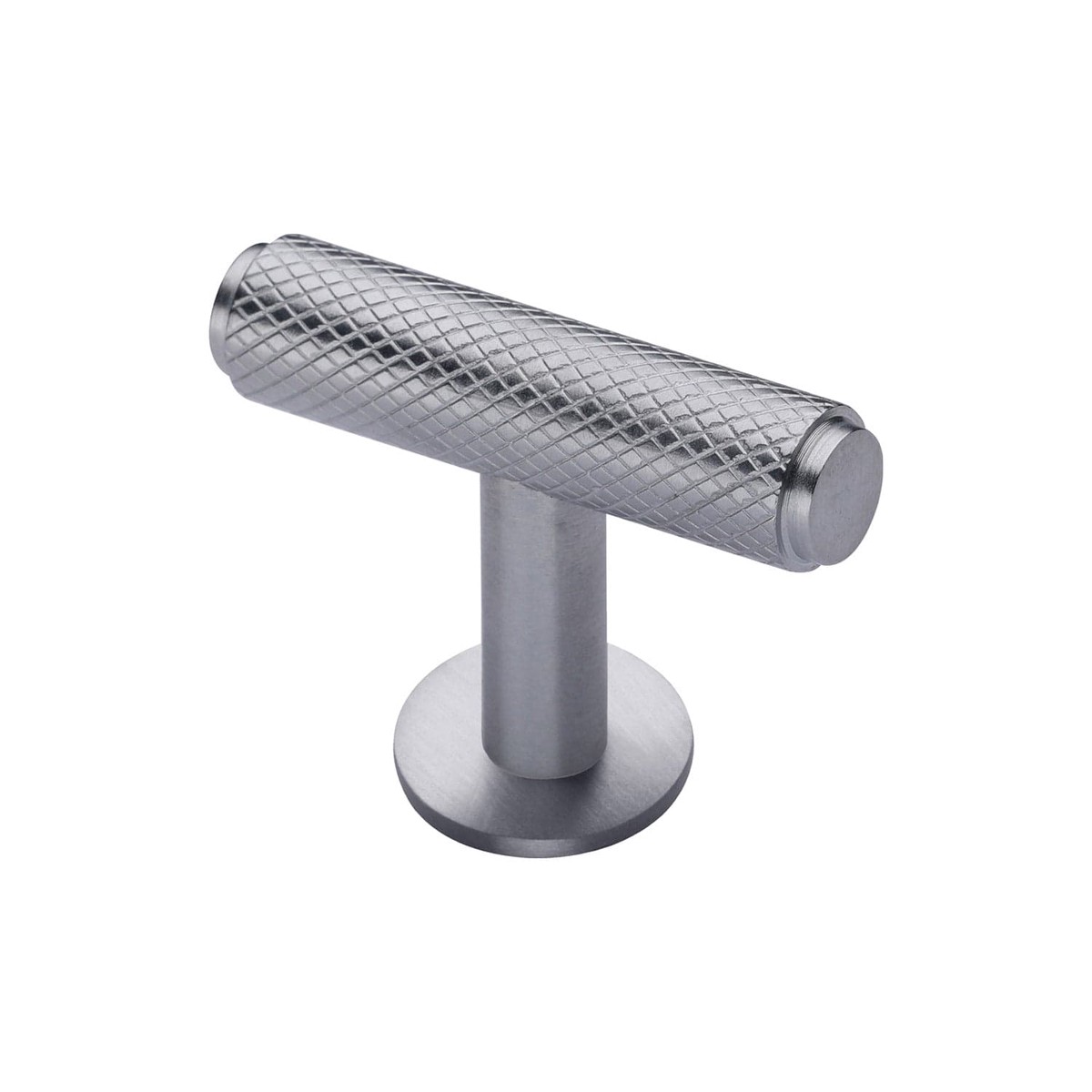 Heritage Brass Cabinet T-Pull Knob Knurled T-Bar Design with Rose 45mm Satin Chrome Finish