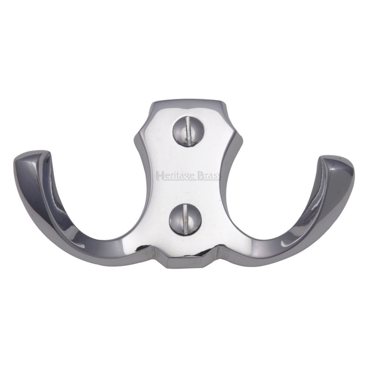 Heritage Brass Curved Double Coat Hook 78mm Polished Chrome Finish