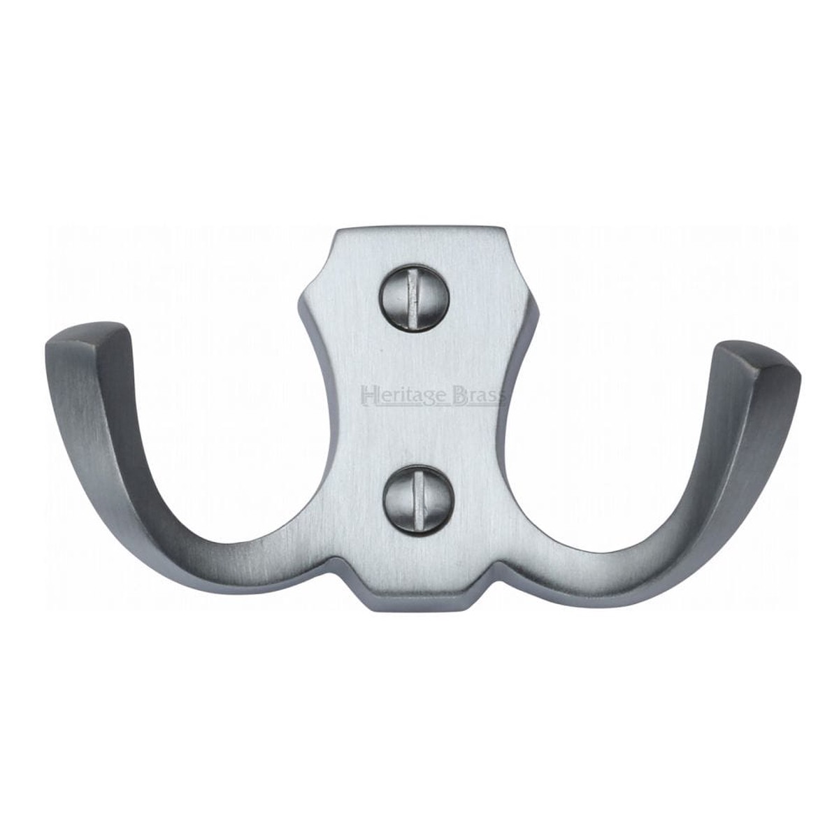 Heritage Brass Curved Double Coat Hook 78mm Satin Chrome Finish