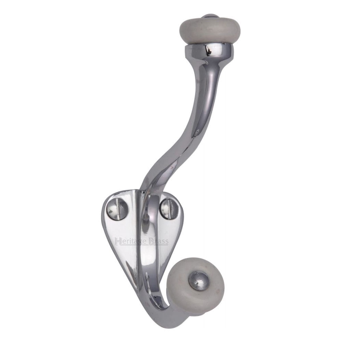 Heritage Brass Curved Hat and Coat Hook 93mm Polished Chrome Finish