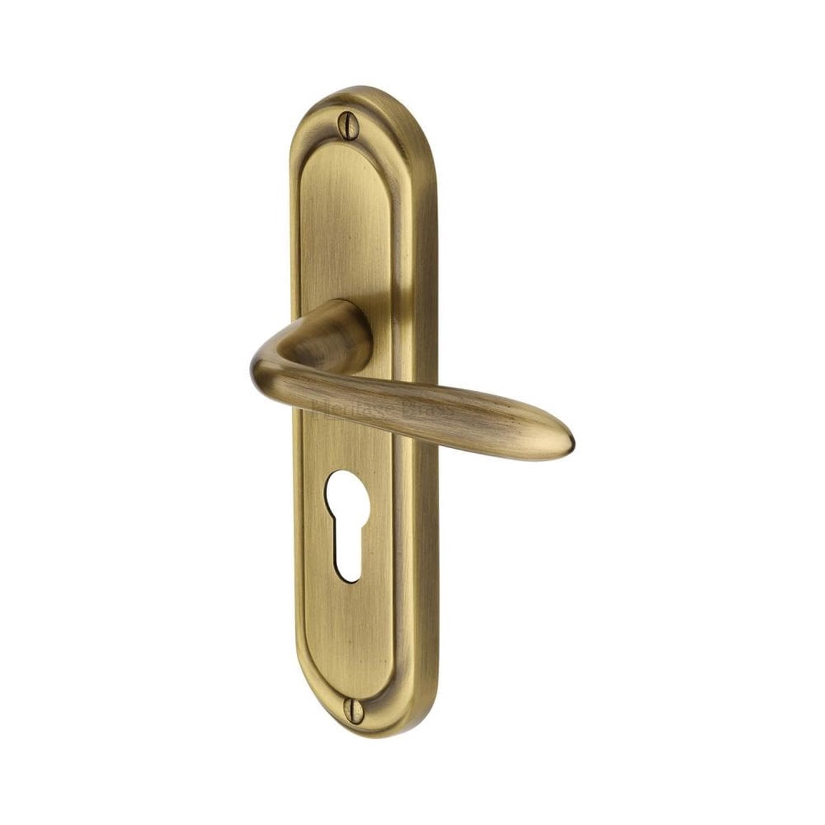 Heritage Brass Door Handle for Euro Profile Plate Henley Design Antique Brass Finish