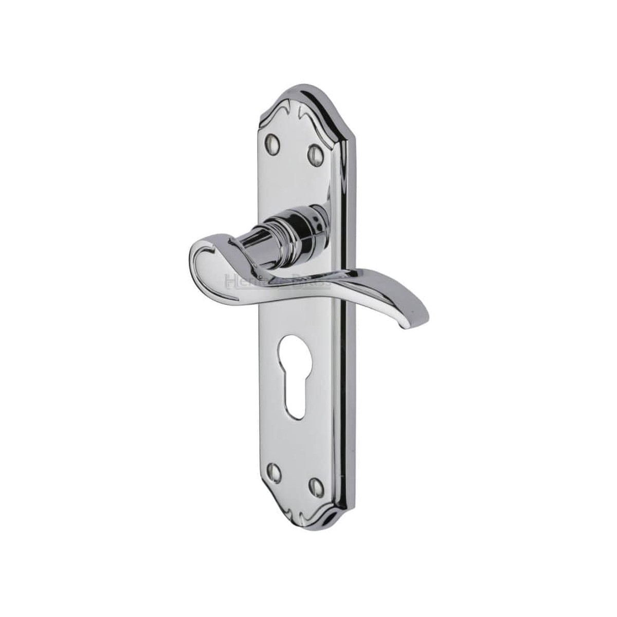 Heritage Brass Door Handle for Euro Profile Plate Verona Small Design Polished Chrome Finish
