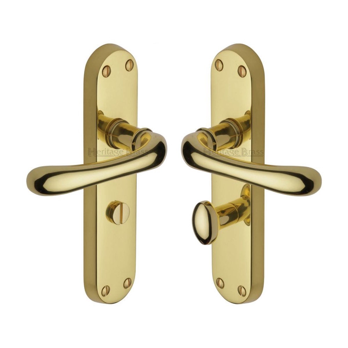 Heritage Brass Door Handle for Bathroom Luna Design Polished Brass Finish