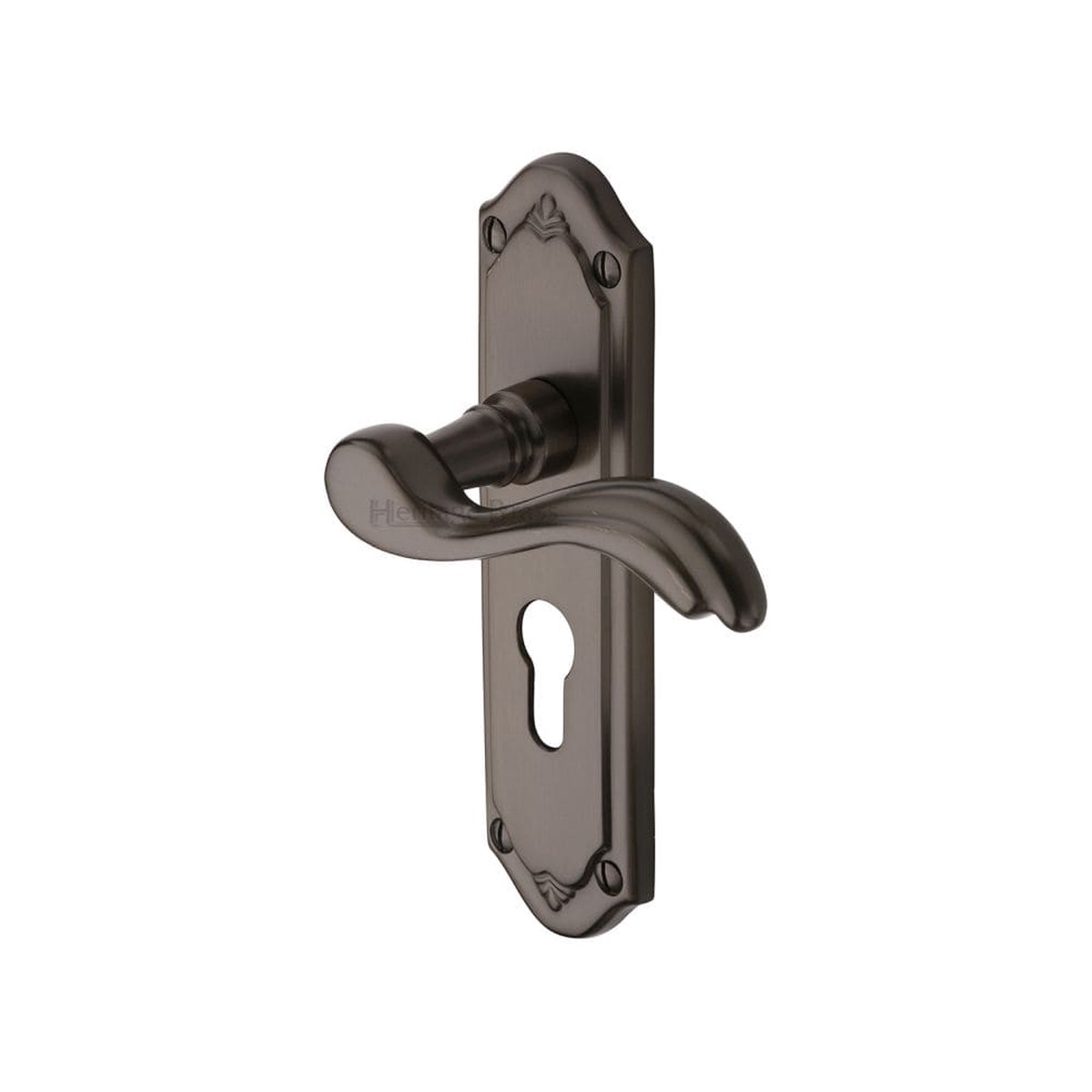 Heritage Brass Door Handle for Euro Profile Plate Lisboa Design Matt Bronze Finish