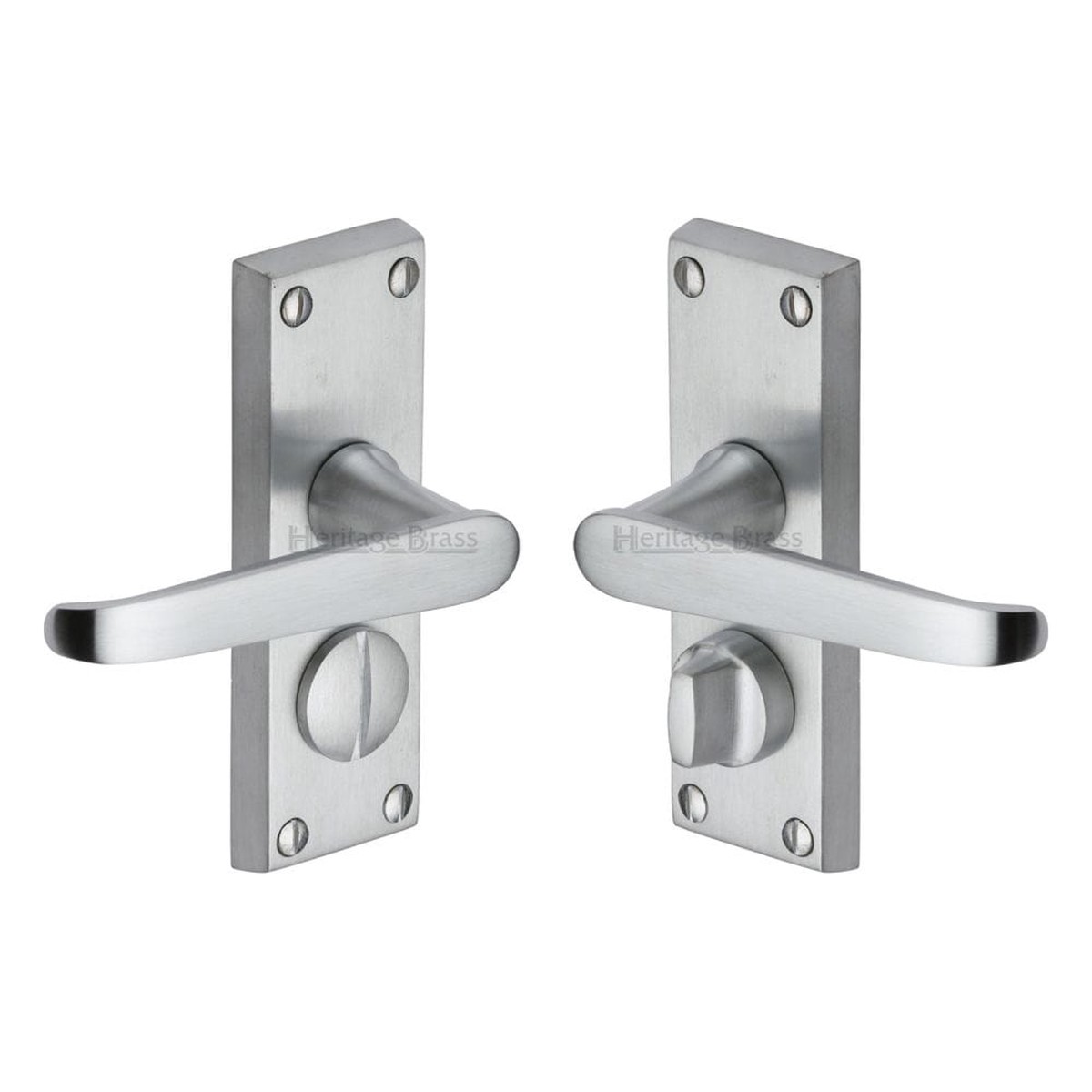 Heritage Brass Door Handle for Privacy Set Victoria Short Design Satin Chrome Finish