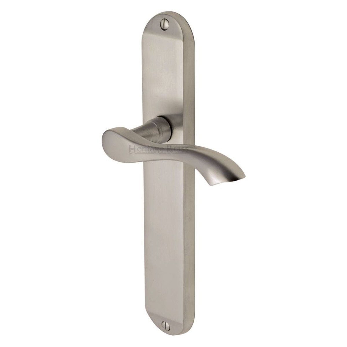 Heritage Brass Door Handle Lever Latch Algarve Long Design Satin Nickel Finish