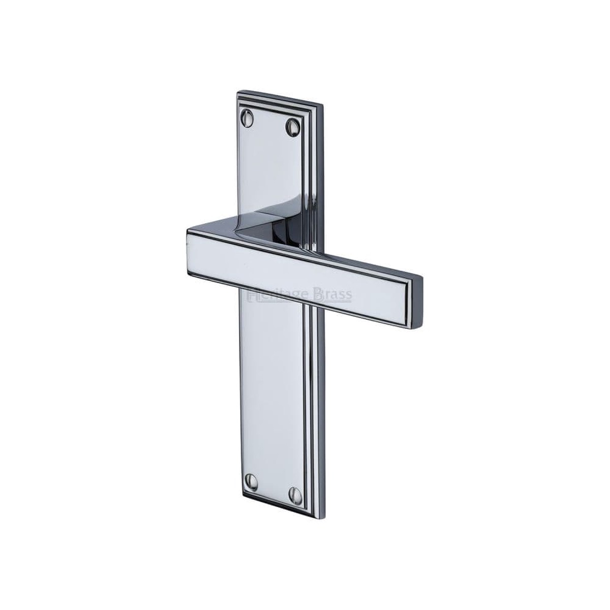 Heritage Brass Door Handle Lever Latch Atlantis Design Polished Chrome Finish