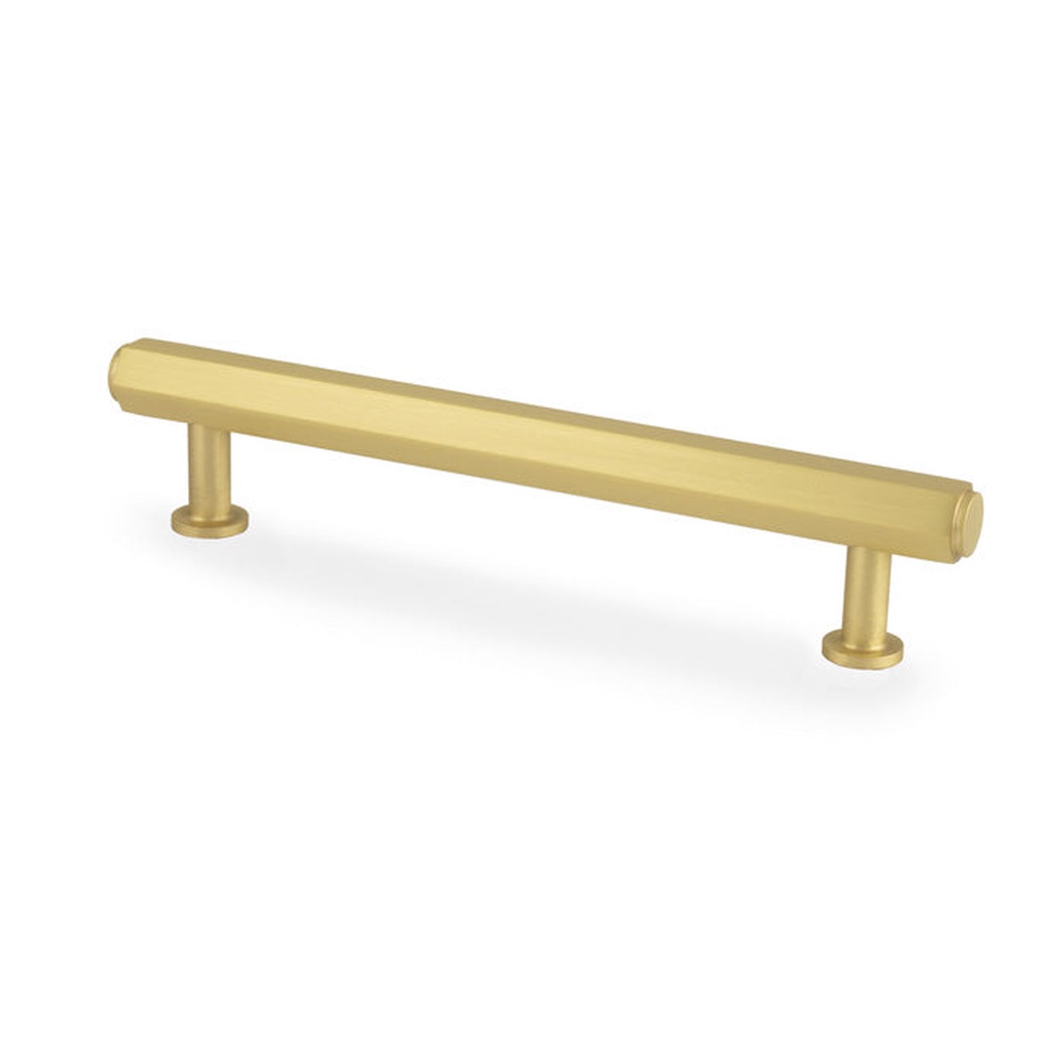 Alexander & Wilks - Vesper Hex T - Bar Cabinet Pull - Satin Brass - 128mm C/C