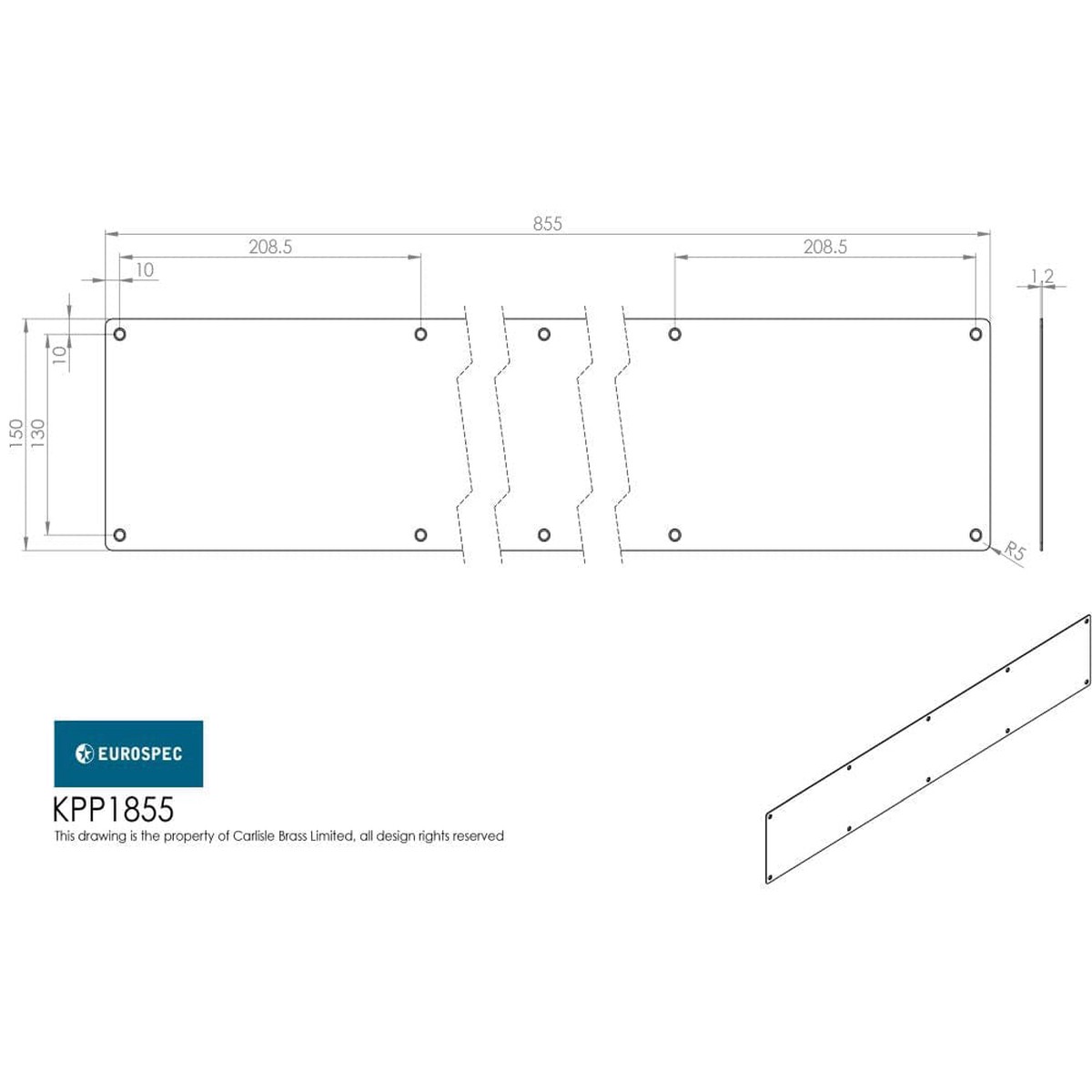Eurospec - Kickplate 855 x 150mm - SSS