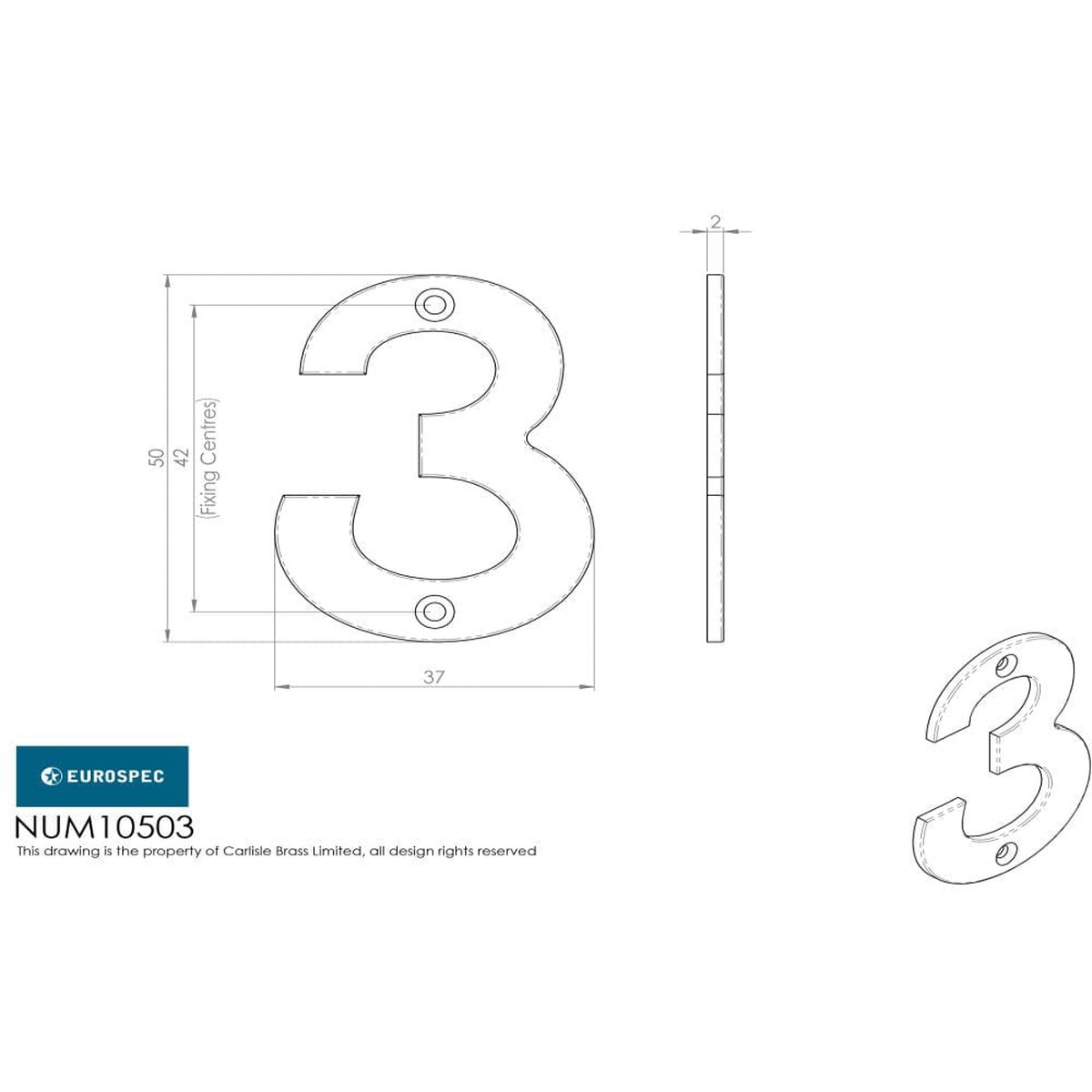 Hot Sale Eurospec - Numerals Number 3 - Bright Stainless Steel