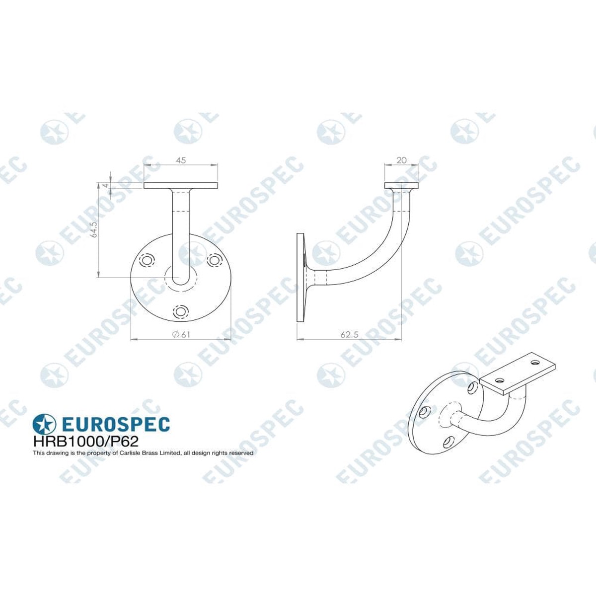 New Arrival Eurospec - Handrail Bracket - Bright Stainless Steel