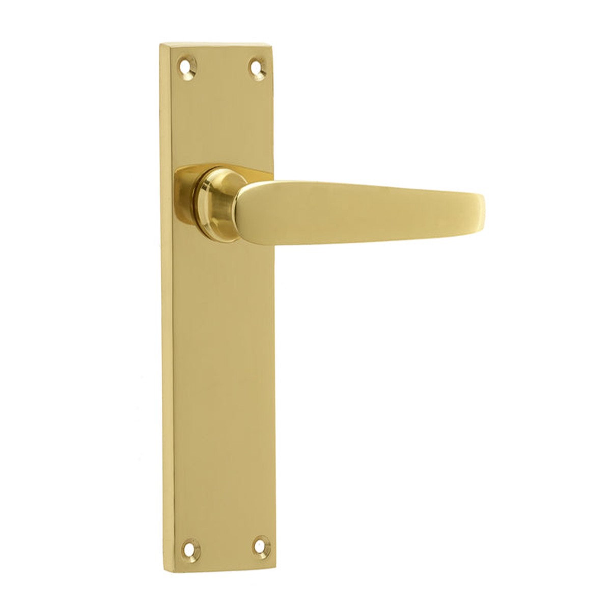 Frelan - Victorian Straight Door Handles on Long Latchset Plate Polished Brass