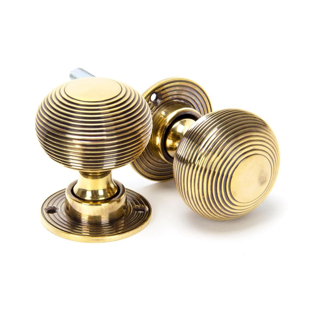 From The Anvil - Aged Brass Beehive Mortice/Rim Knob Set