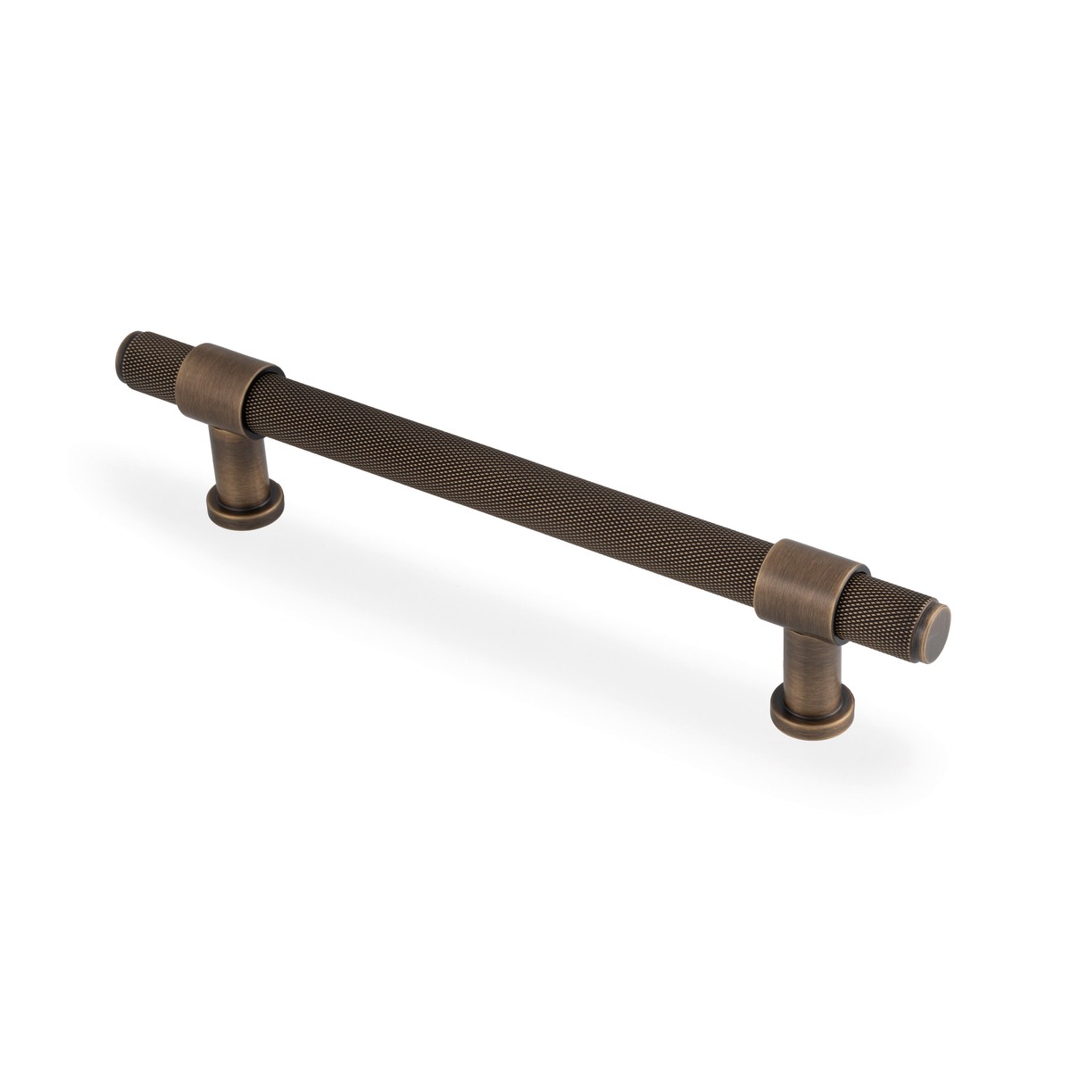 Alexander & Wilks Kingston Knurled Pull Handle-Antique Brass-160mm c/c