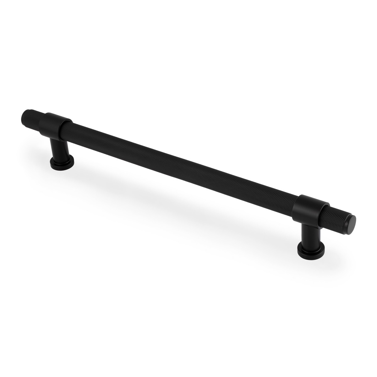 Alexander & Wilks Kingston Knurled Pull Handle-Black-224mm c/c