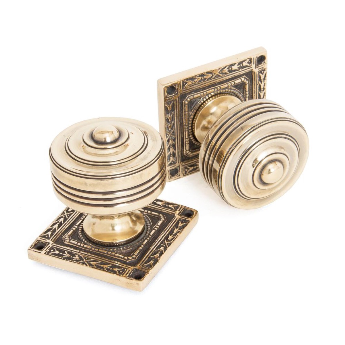 From The Anvil - Aged Brass Tewkesbury Square Mortice Knob Set