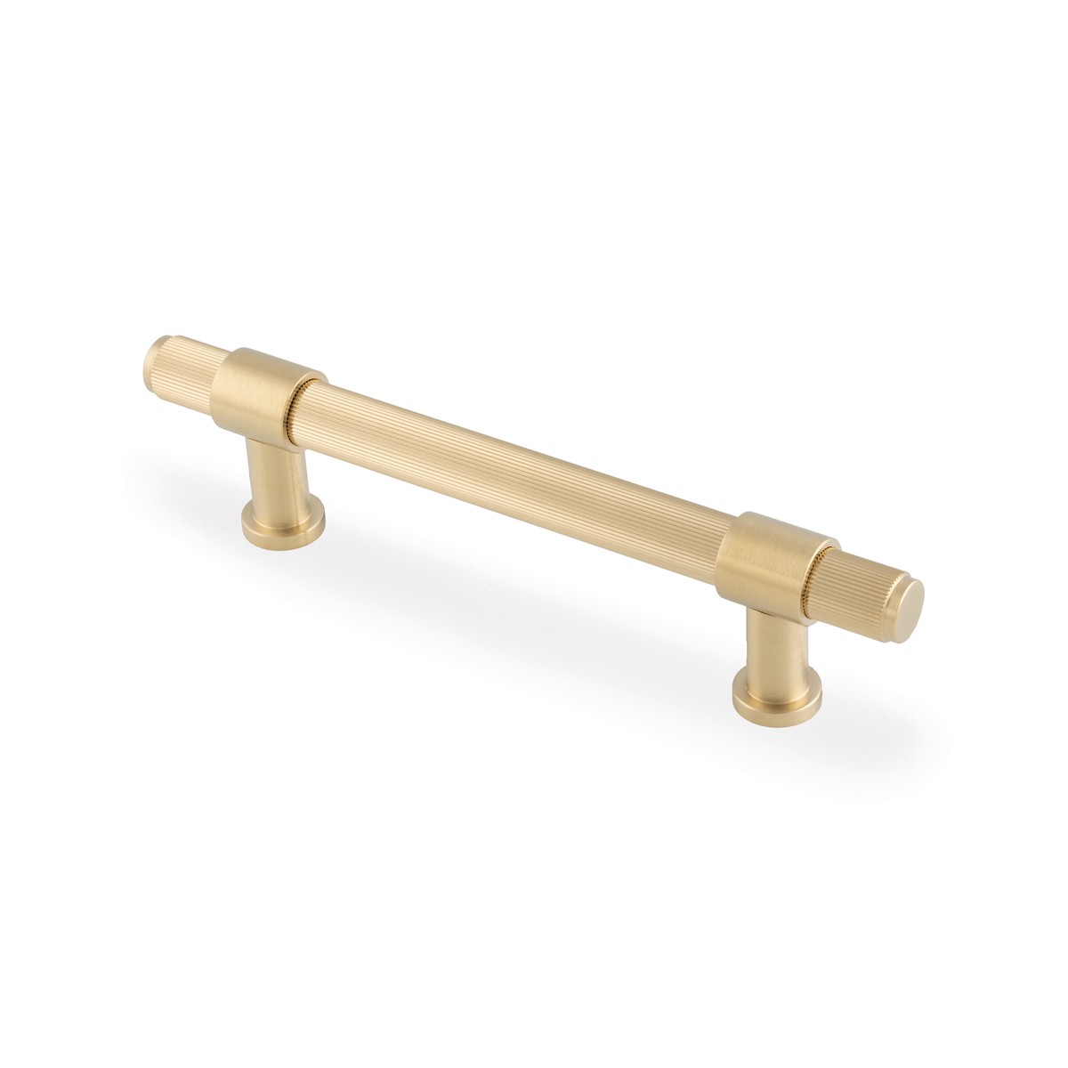 Alexander & Wilks Kingston Reeded Pull Handle-Satin Brass PVD-128mm c/c