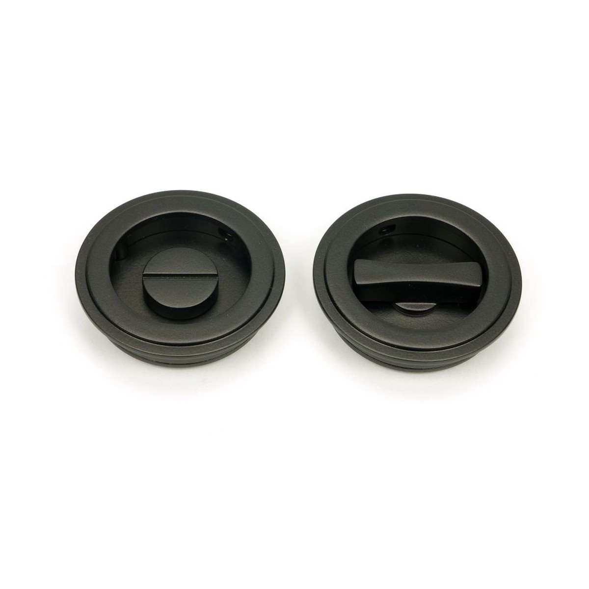 From The Anvil - Aged Bronze 60mm Art Deco Round Pull - Privacy Set