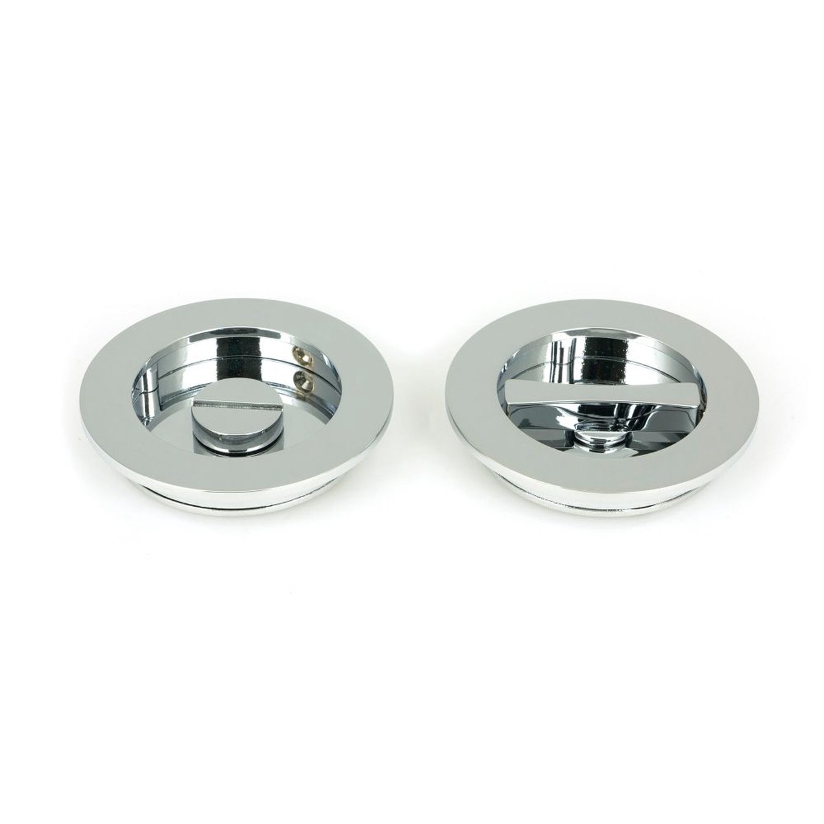 From The Anvil - Polished Chrome 75mm Plain Round Pull - Privacy Set