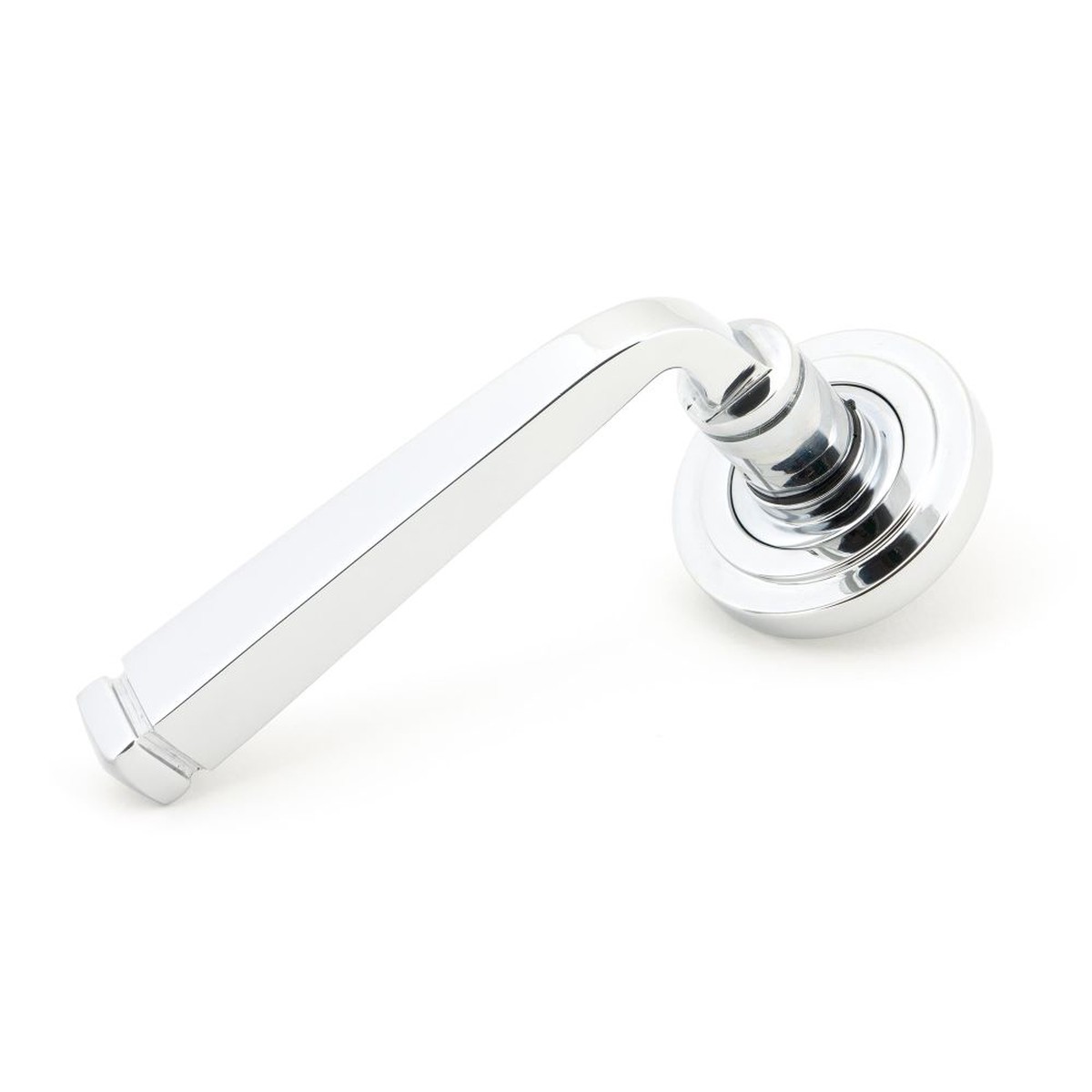 From The Anvil - Polished Chrome Avon Round Lever on Rose Set (Art Deco) - Unsprung