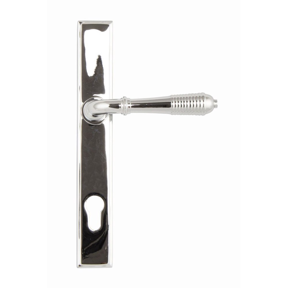 From The Anvil - Polished Chrome Reeded Slimline Lever Espag. Lock Set