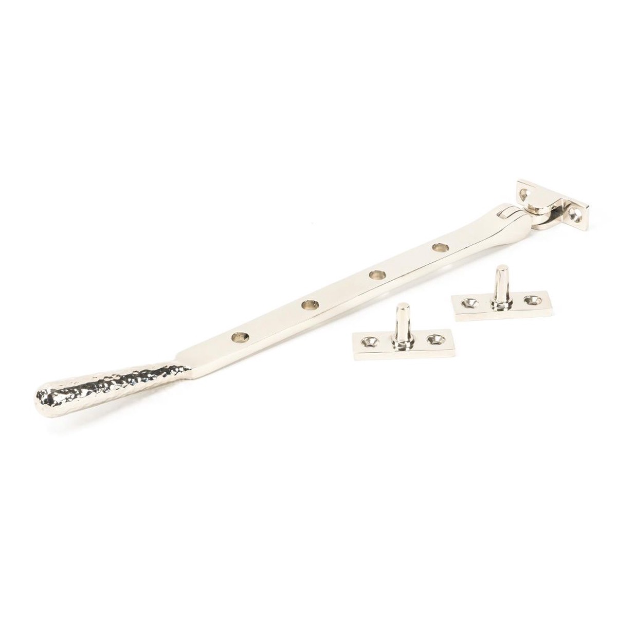 From The Anvil - Polished Nickel 10" Hammered Newbury Stay