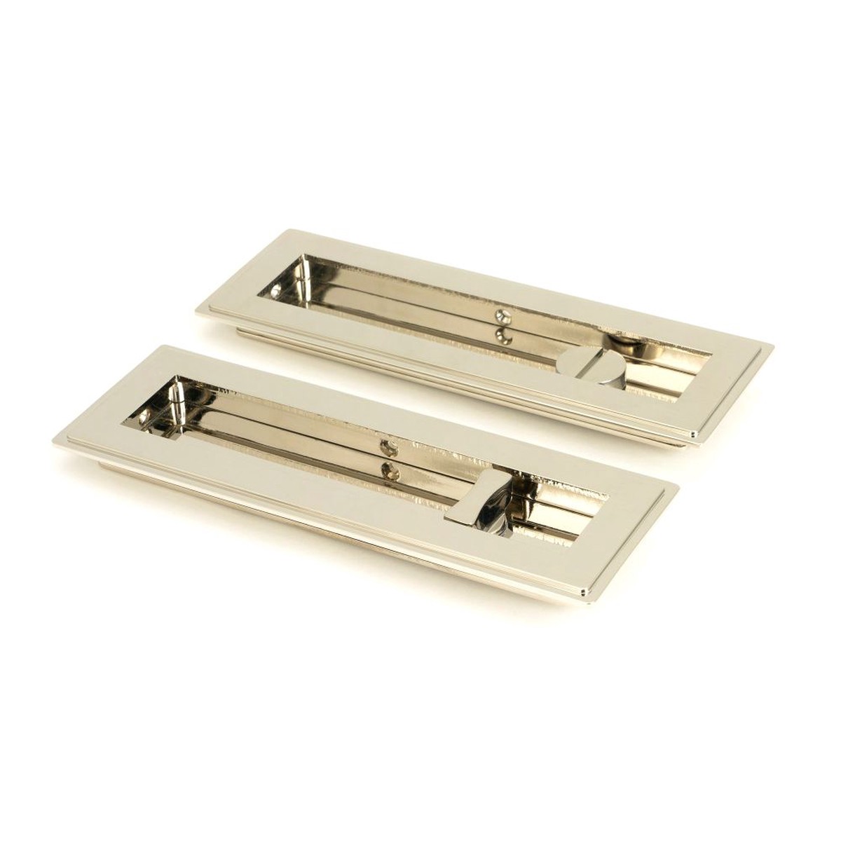 From The Anvil - Polished Nickel 175mm Art Deco Rectangular Pull -Privacy Set