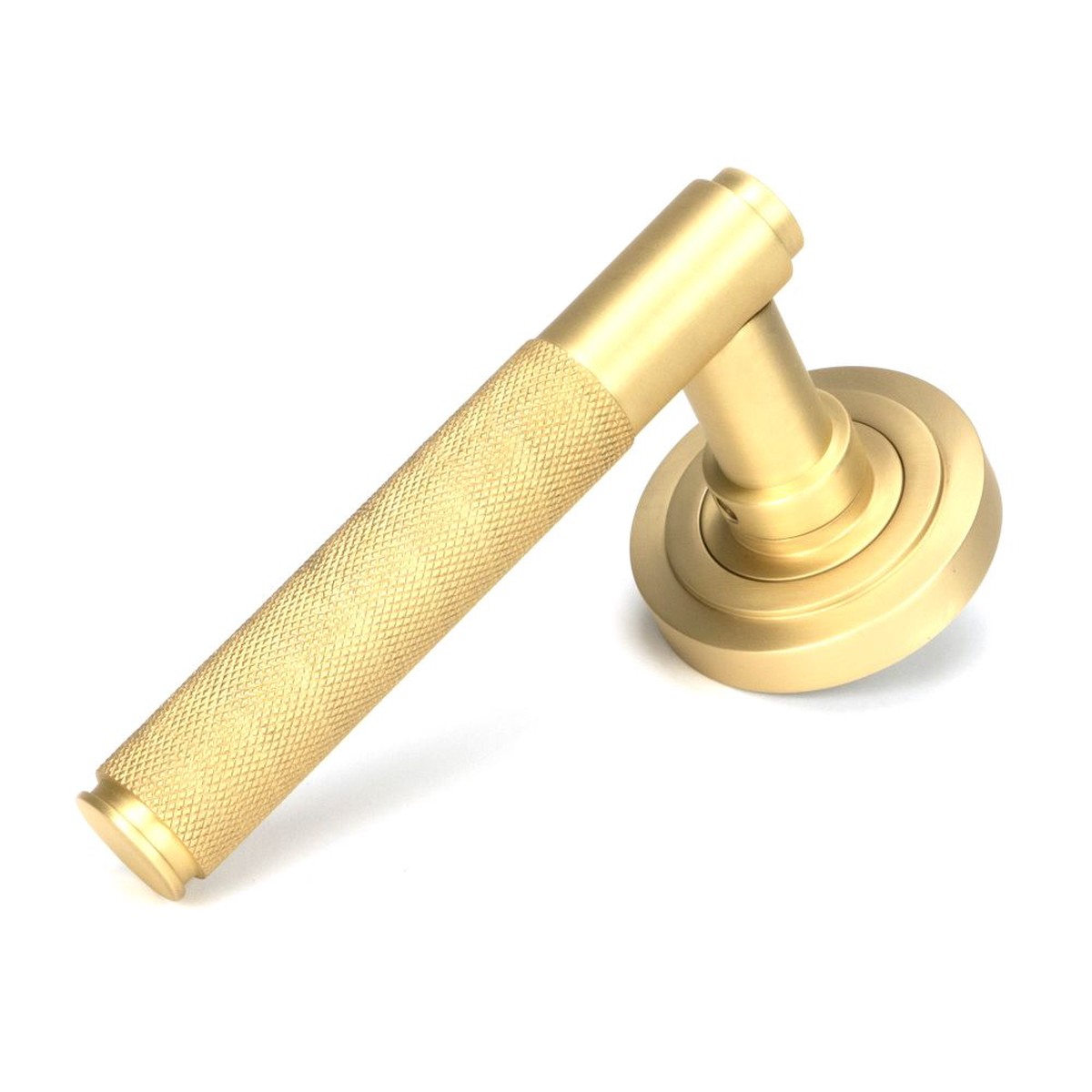 From The Anvil - Satin Brass Brompton Lever on Rose Set (Art Deco) - Unsprung