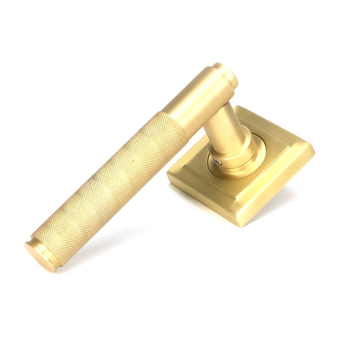 From The Anvil - Satin Brass Brompton Lever on Rose Set (Square) - Unsprung
