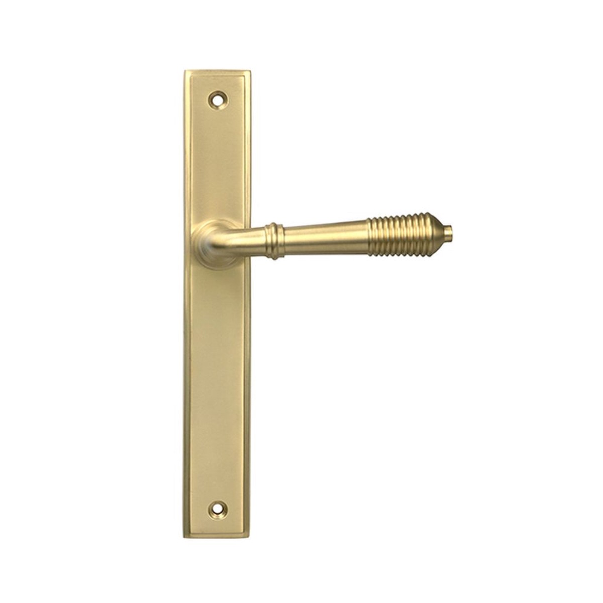 From The Anvil - Satin Brass Reeded Slimline Lever Latch Set