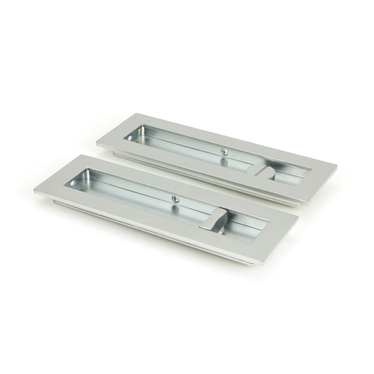 From The Anvil - Satin Chrome 175mm Plain Rectangular Pull - Privacy Set