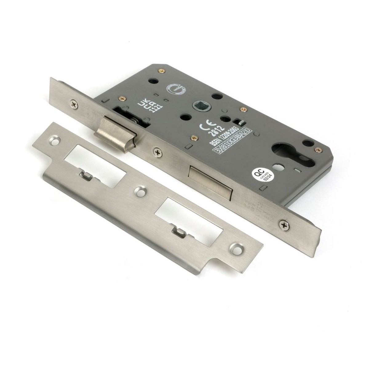 From The Anvil - Satin Chrome Euro Din Sash Lock - 60mm Backset/72mm Centre