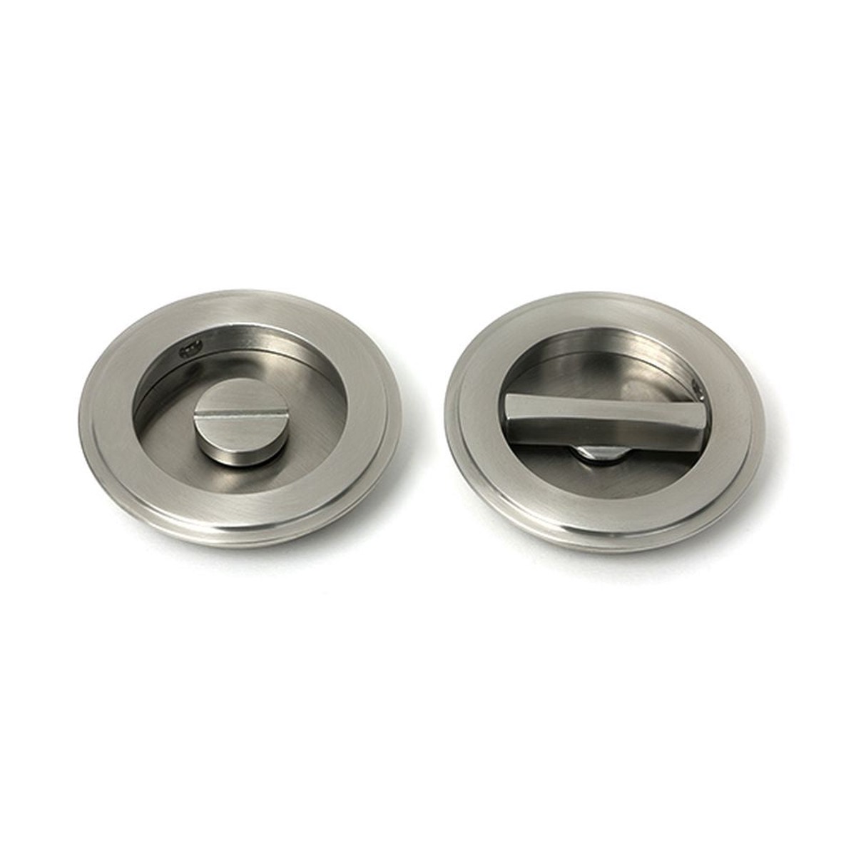 From The Anvil - Satin Marine SS (316) 75mm Art Deco Round Pull - Privacy Set