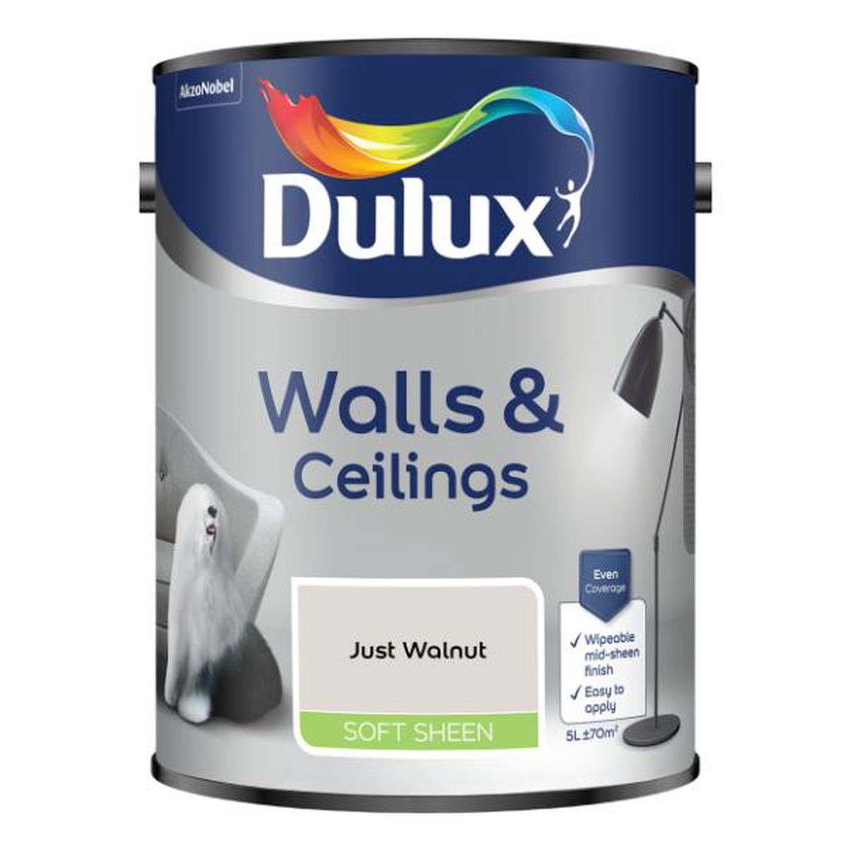 Dulux Walls & Ceilings Soft Sheen Just Walnut 5L