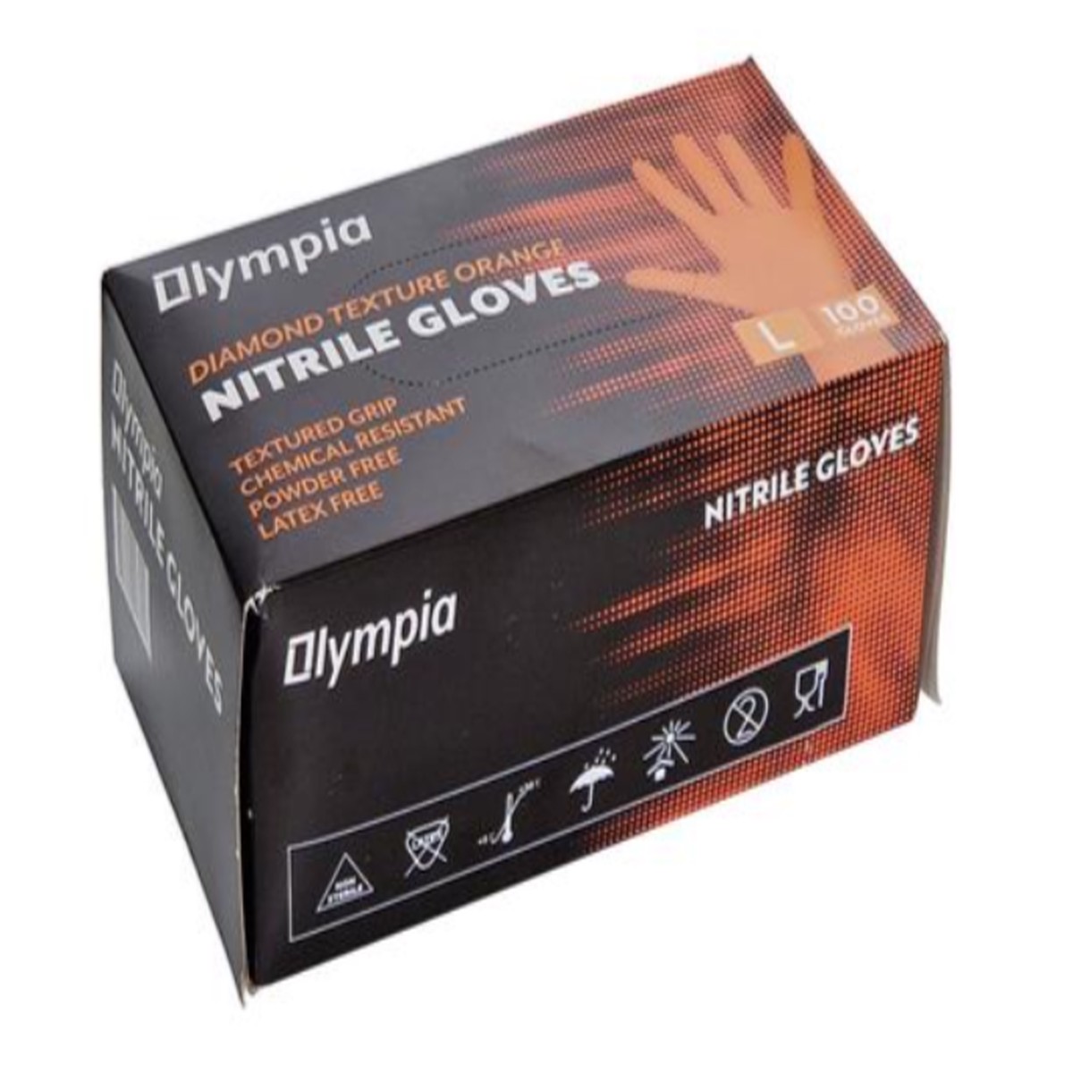 Olympia Orange Nitrile Gloves Large Pack Of 100