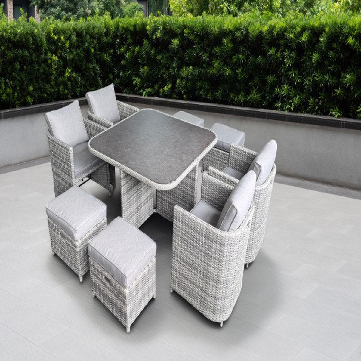 Algarve Outdoor 4 Seater Cube Outdoor Dining Set with Cover