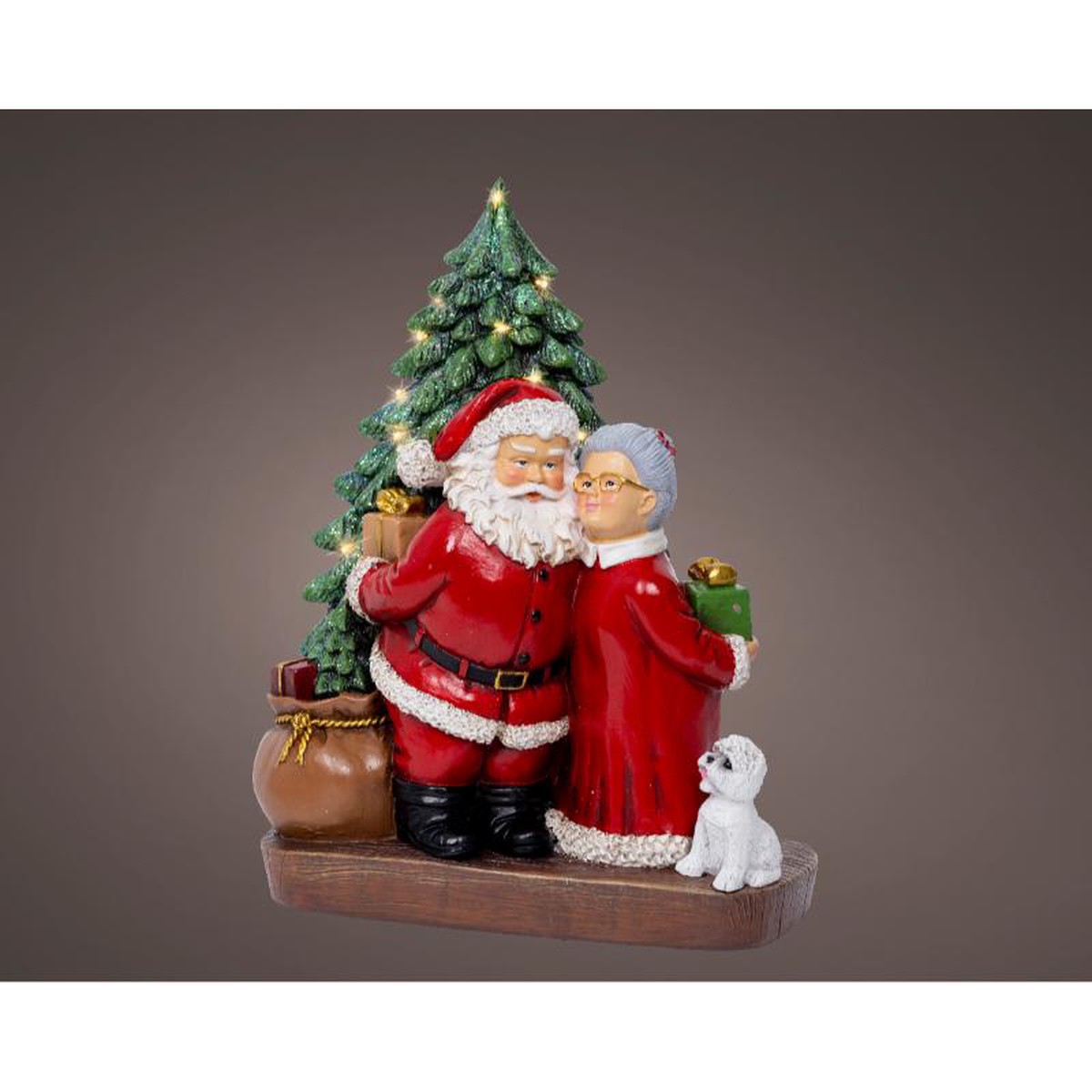 Christmans Mr & Mrs Claus Under Tree Battery Operated With LED