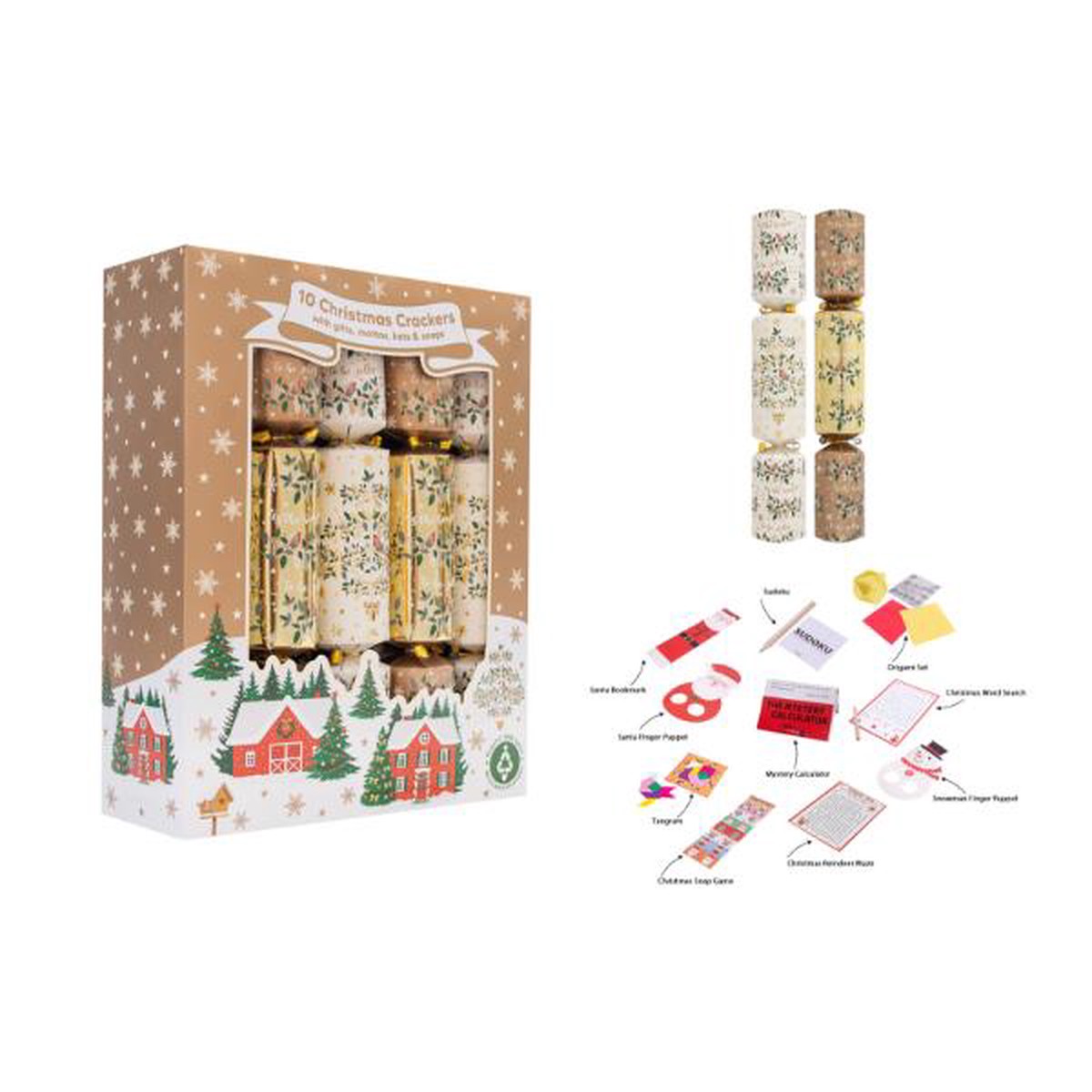Christmas 12'' Foliage 10 Pack of Crackers