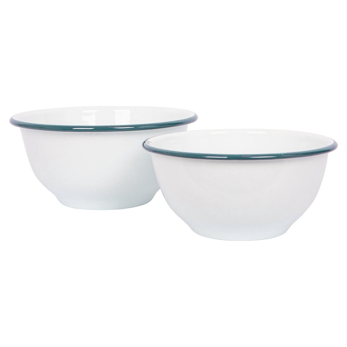 Argon Enamel Bowl Set of 2- White/Green